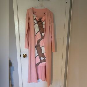 Bodycon Tube Dress & Solid Open Front Coat